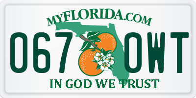 FL license plate 0670WT