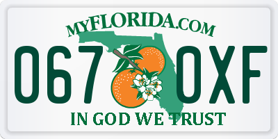 FL license plate 0670XF