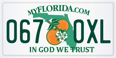 FL license plate 0670XL