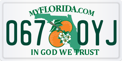 FL license plate 0670YJ