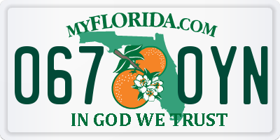 FL license plate 0670YN