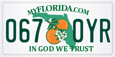 FL license plate 0670YR