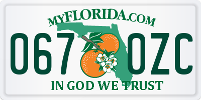 FL license plate 0670ZC