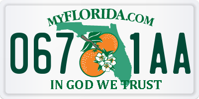 FL license plate 0671AA