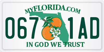 FL license plate 0671AD