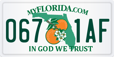 FL license plate 0671AF