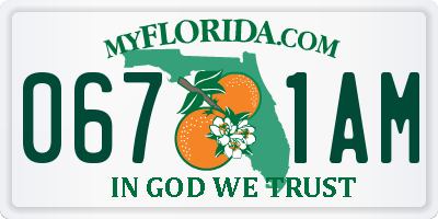 FL license plate 0671AM