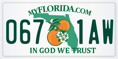 FL license plate 0671AW