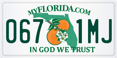FL license plate 0671MJ