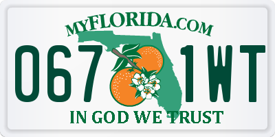 FL license plate 0671WT