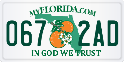 FL license plate 0672AD