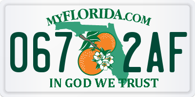 FL license plate 0672AF