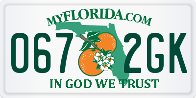 FL license plate 0672GK
