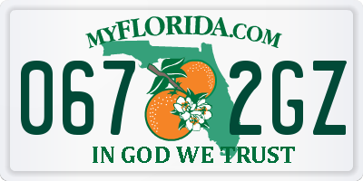 FL license plate 0672GZ