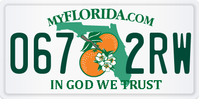 FL license plate 0672RW