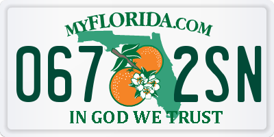 FL license plate 0672SN