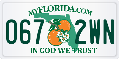 FL license plate 0672WN