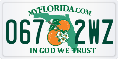 FL license plate 0672WZ