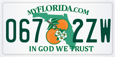 FL license plate 0672ZW