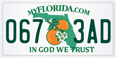 FL license plate 0673AD