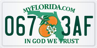 FL license plate 0673AF