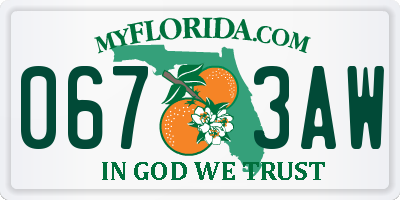 FL license plate 0673AW