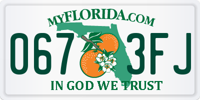 FL license plate 0673FJ