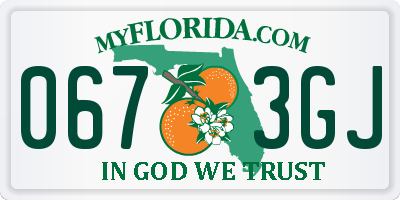 FL license plate 0673GJ