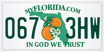 FL license plate 0673HW