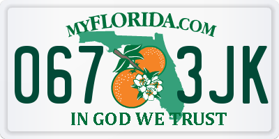 FL license plate 0673JK
