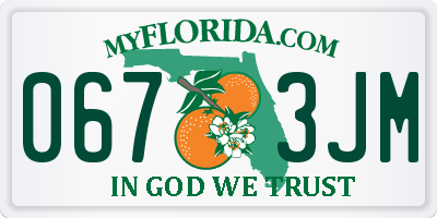 FL license plate 0673JM