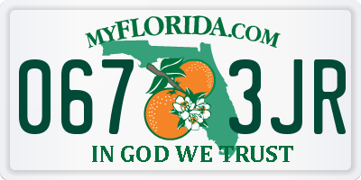 FL license plate 0673JR