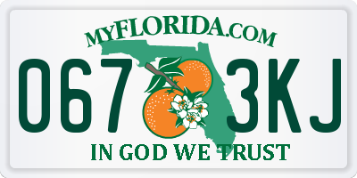 FL license plate 0673KJ