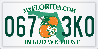 FL license plate 0673KO