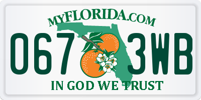 FL license plate 0673WB