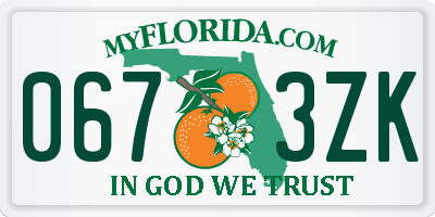 FL license plate 0673ZK