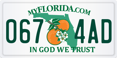 FL license plate 0674AD