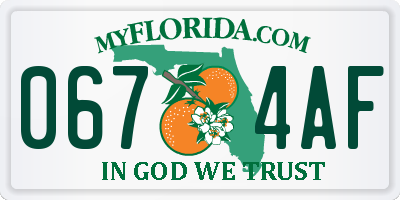 FL license plate 0674AF