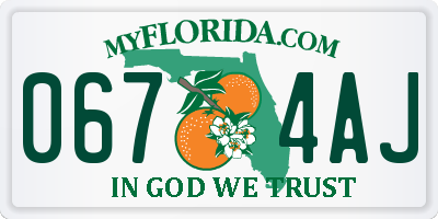FL license plate 0674AJ