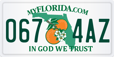 FL license plate 0674AZ