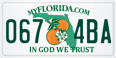 FL license plate 0674BA
