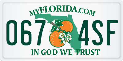 FL license plate 0674SF