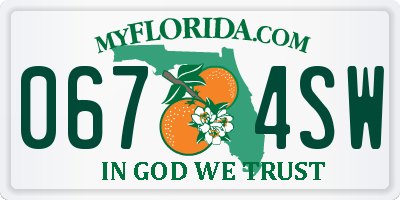 FL license plate 0674SW