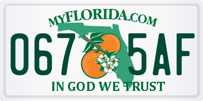 FL license plate 0675AF