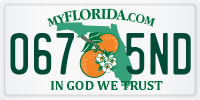 FL license plate 0675ND