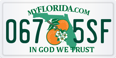 FL license plate 0675SF