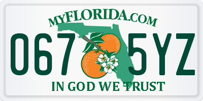 FL license plate 0675YZ