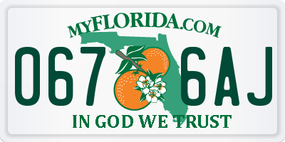 FL license plate 0676AJ