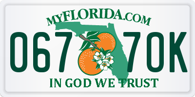 FL license plate 0677OK