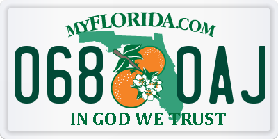 FL license plate 0680AJ